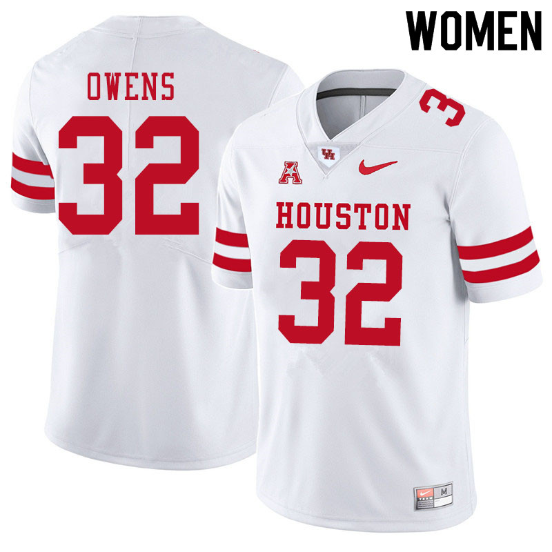 Women #32 Gervarrius Owens Houston Cougars College Football Jerseys Sale-White - Click Image to Close